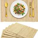 Placemats Set of 6, Ramie Placemats for Dining Table, Natural Woven Place Mats, Heat Resistant Washable Table Mats, Farmhouse Boho Table Decor, Housewarming Gift