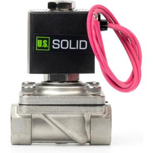 U.S. Solid 1/2" Stainless Steel Solenoid Valve - 12V DC Normally Closed Electric Solenoid Valve with Viton Seal, Lead Wire Type (0.5 Inch)