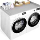 Aheaplus Washer and Dryer Countertop, Laundry Room Organization with Non-Slip Pads, Wood Shelf Topper with Round Corner Edge Rails, Folding Organizer for Laundry Storage, 54" W x 27.5" D, Grey