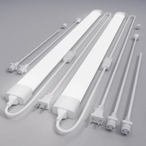 Plug in Light Fixtures 2FT 2PCS Linkable 5000K LED Shop Light, 18W Ceiling/Closet Light for Laundry Kitchen Garage Workbench, Under Cabinet Lighting, Triproof, White, 2FT-2PCS/with plug