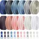 Syhood 36 Yards 12 Pieces #5 Sewing Zippers Tapes Assorted Nylon Lightweight with 120 Plastic Zipper Sliders for Women Men Sewing Supplies(Light Grayish)