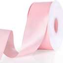 Pink Ribbon, Double Face 2 Inch x Continuous 50 Yards Pink Satin Ribbon for Gift Wrapping, Wedding Decoration and Floral Bouquets