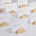 UNIQOOO 10 Set 2" Arch Gold Birch Wood Stand with Cards |1.2mm Slot, for Name Cards, Place Card Holder, Photo Display Stand | for Event Decor, Retail Shop, Cafe Restaurant Menu, Business Card, Name Tag