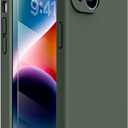 Miracase Designed for iPhone 14 Case with Screen Protector,[Upgraded Enhanced Camera Protection],Shockproof Liquid Silicone Case with Microfiber Lining, 6.1 inch,Dark Green