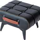 Small Footstool Ottoman - Stylish and Functional Faux Leather Footrest for Extra Seating in Living Room, Entryway, or Office, set of 1