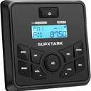 Marine Stereo Radio 4x45W Gauge Mounting WB/AM/FM Tuner Bluetooth Receiver for Boat, UTV, Golf Cart