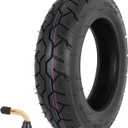 3.50-10 Scooter Tire, 3.50-10 Tubeless Tire for Scooters and Mopeds with 10 Inches Rims; 8PR 56 J; Angled Valve Stem - 1 Pack (Road Tread)