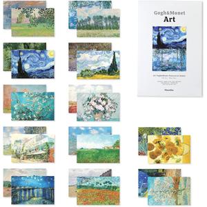 Monolike Art Gogh & Monet Single cards - mix 24 pack, Famous painting and Famous 24 Monet + Gogh Single cards