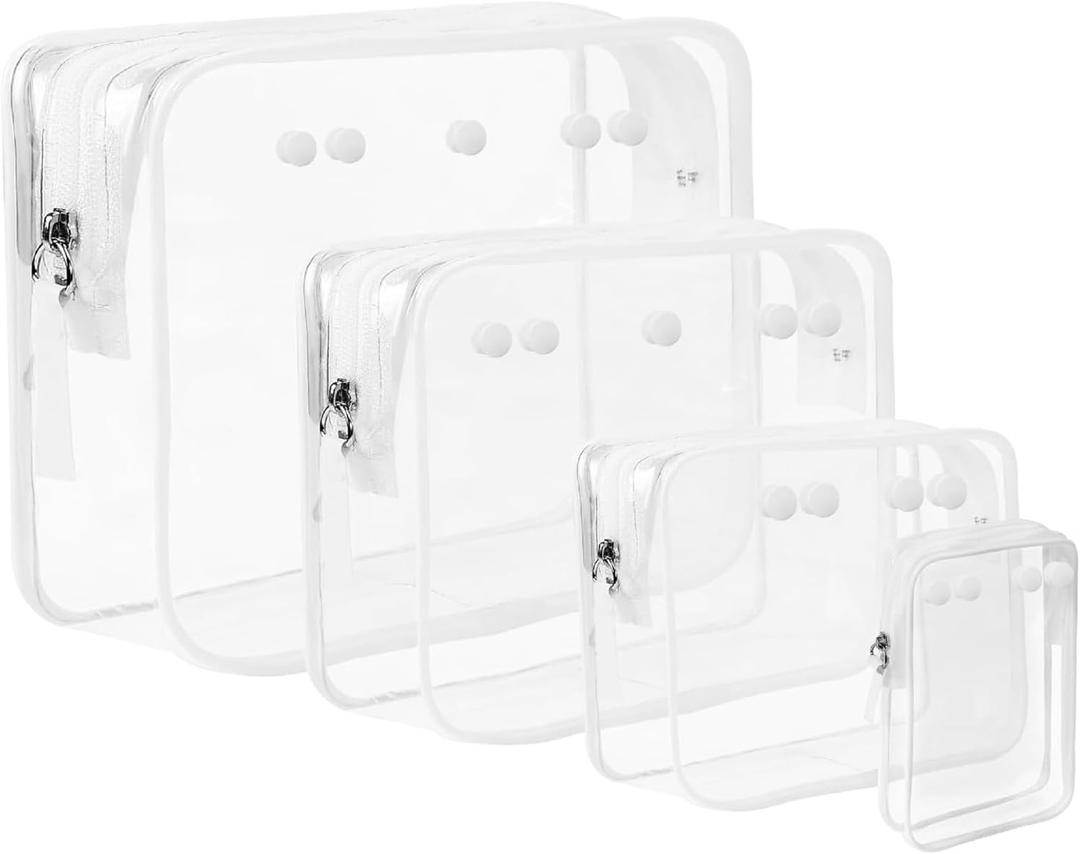 4 packs Clear Pouches suitable for Bogg Bag Accessories Clear Beach Tote Storage Travel Cosmetic Organizer (White)