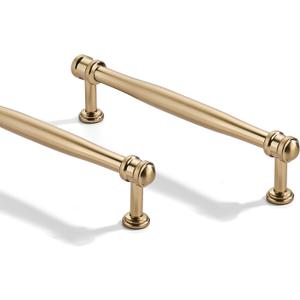 2 Pack 6 inch(152mm) Center to Center Brushed Brass Cabinet Pulls Solid Cabinet Hardware Heavy-Duty Drawer Pulls Kitchen Handles for Cabinets Cupboard Handles