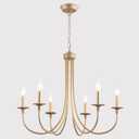 ALISADABOY Gold Farmhouse Chandelier Modern Candlestick Dining Chandelier Light Fixture Industrial 6 Light Pendant Lighting for Kitchen Living Room Bedroom Foyer Entrance Hallway Entryway