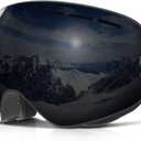 COPOZZ Ski Goggles, G1 OTG Snowboard Snow Goggles for Men Women Youth, Interchangeable Double Layer Anti Fog UV Protection (G1-black Frame Black Lens(vlt 15.8%))