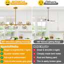 Globe Modern Sputnik Chandeliers for Dining Room Chandelier, 7-Light Dining Room Light Fixture Over Table, Mid Century Linear Chandelier Gold and Smoky Grey Bubble, 43.3 Inch (Bulbs not Included)