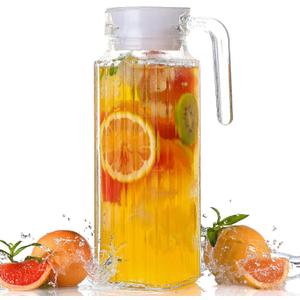1 Quart Acrylic Water Pitcher, Juice Pitcher with Lid for Fridge, Glass Water Filter Pitcher for Iced Tea, Sangria, Lemonade, Coffee and Cocktails, Zero Water Pitcher Kitchen and Dining