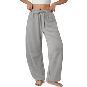 ATHMILE Barrel Sweatpants Women Fall Fashion Wide Leg Pants 2026 Baggy Lounge Comfy Flowy Sweat Pants with Pockets (Large, Grey)