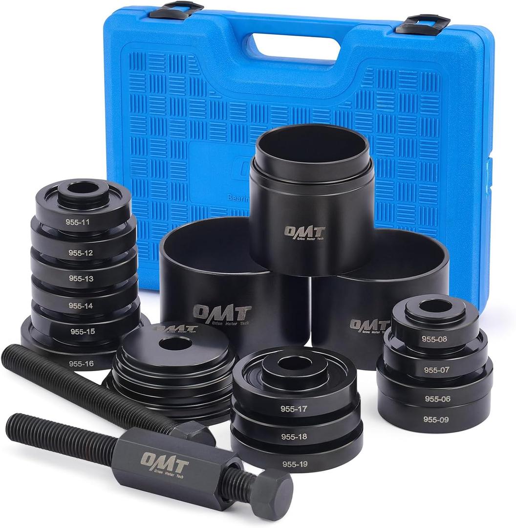 Orion Motor Tech Wheel Bearing Press Kit for Front Wheel Drive Bearing Removal & Installation, 24pc Wheel Bearing Puller Tool Set with Sliding Screws Universal Bushings Sleeves (blue)