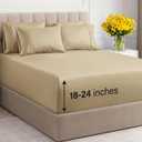 Extra Deep King Sheet Set - 6 Piece Breathable and Cooling Sheets - Hotel Luxury Bed Sheets Set - Easy & Secure Fit - Soft, Wrinkle Free and Comfy Sheets Set - Beige Sheet Set with Extra Deep Pockets