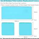 3 Pcs Outdoor Cushion Covers Patio Cushion Replacement Covers 2 Covers 18 x 18 x 2 and 1 Cover 42 x 18 x 3 for Patio Furniture Outdoor Washable Water Resistant for Couch Garden Sofa (Teal Blue)