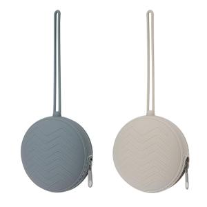 2 Pack Silicone Pacifier Holder Case, BPA-Free Silicone Newborn Pacifier Pouches for Baby Boys & Girls, Portable Silicone Pacifier Container Case (Light Grey/Tradewinds)