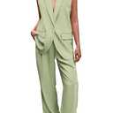 PRETTYGARDEN Women's 2 Piece Outfits Sleeveless Suit Vest and Wide Leg Pants Business Casual Blazer Sets
 Large