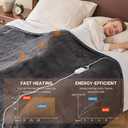 Electric Heated Blanket Queen Size 84''x90'' Soft Flannel & Sherpa Electric Blanket with 10 Heating Levels, Automatically Shut Down After 8h with Overheat Protection Machine Washable