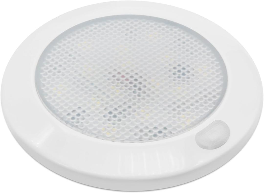 Dream lighting LED DC 12volt Dome Light with Switch for Interior RV Camper Trailer Marine Boat Cabin Ceiling Down Light3 inch, Dimmable Cool White Light, with Memory Function