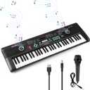 61 key keyboard Piano, Portable Electronic Digital Piano, Built In Dual Speakers, External Microphone, Power Plug, Rich Teaching Content, Multi-Functional Electronic Piano Suitable For Beginners
