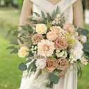 Artificial Flowers Combo Box Set Silk Flowers Fake Rose for DIY Floral Arrangements Wedding Bouquets Centerpieces Baby Shower Party Home DecorationsNude Color