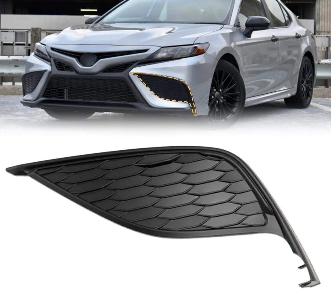 FZJDSD Matte Black Front Bumper Left Driver Fog Light Cover Bezel 8148206190 Compatible with Toyota Camry XSE SE 2021-2023