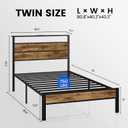 Liians Twin Bed Frame with Storage Headboard USB Charging Station, Smart LED Lights, Metal Platform Bed Easy Assembly, No Box Spring Needed