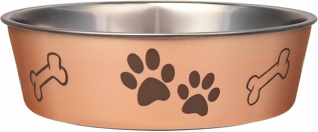 Loving Pets Bella Dog Bowls- Stainless Steel Dog & Cat Bowls - Spill Proof Dog Food Bowl, Cat Bowl, Puppy Essentials & Pet Supplies Great for Home & Travel (Medium 20-35 lbs, Champagne)