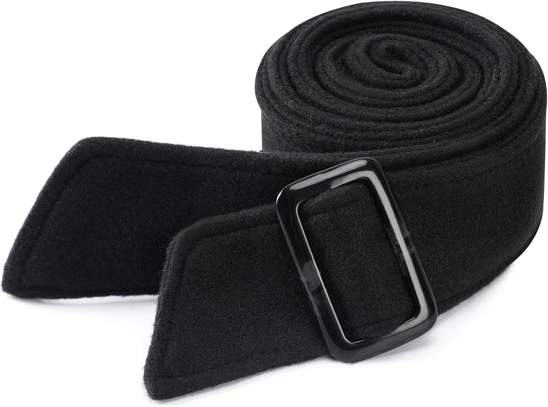 Wide Waist Belt Woolen Women Wrap Corset Belts for Overcoat Replacement Belt (Black)