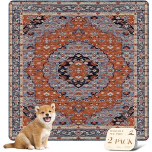 nunubaby Washable Pee Pads for Dogs, Stylish, NonSlip and LeakProof Pee Pads. Reusable Potty Pads for Dogs for Crates and Floors.(Cream/Multi, 36" x72" )