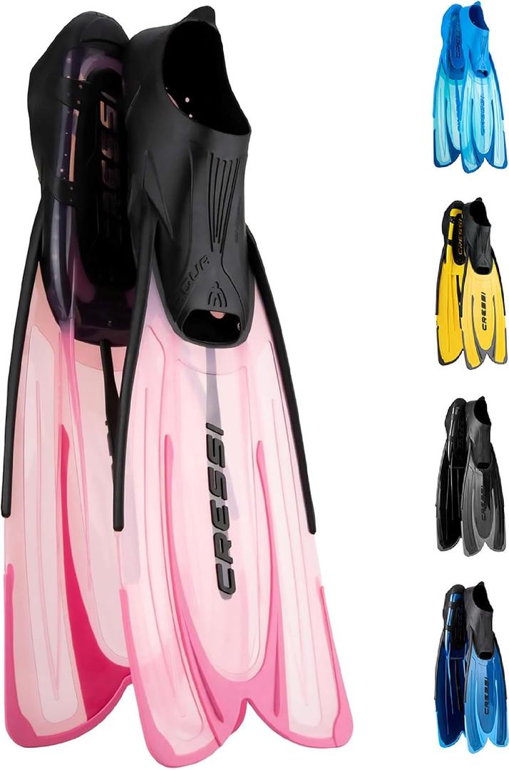 Cressi Adult Snorkeling Fins with Self-Adjustable Comfortable Full Foot Pocket - Perfect for Traveling - Agua: Made in Italy 35-36