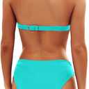 Yonique Women Two Piece Bathing Suits Push Up Bikini Set Halter Swimsuit Vintage Swimwear (Blue, M)