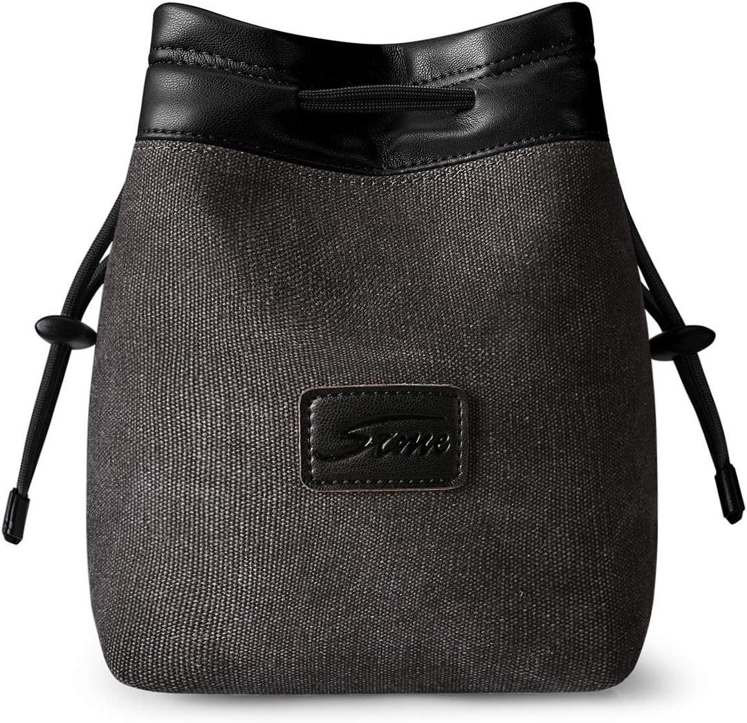 S-ZONE Soft Camera Bag DSLR Insert Handbag Drawstring Lens Case Compatible with Canon Nikon Sony (Dark Gray)