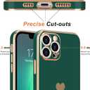 Teageo For iPhone 13 Pro Max Case for Women Girl Cute Love Heart Luxury Plating Soft Back Bling Cover Raised Camera Protection Bumper Silicone Shockproof Phone Case for iPhone 13 Pro Max,Darkish Green