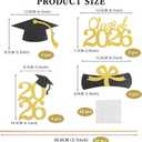 Graduation Decorations 2026, Gold Graduation Centerpiece Sticks, 16pcs Class of 2026 Party Table Toppers Grad Cap Sticks Centerpiece Table Decorations for High School College Graduation Party Supplies