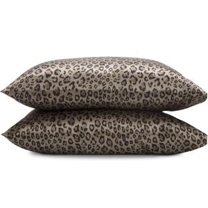 2 Pack Standard Pillow Cases  Silky Smooth Pillow Covers  Satin  Great for Hair & Skin  Luxury  Satin Pillowcase - Set of 2  Leopard (Brown)