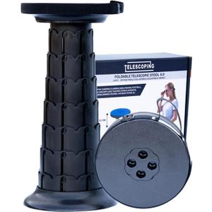 Telescopic Stool,20.4" Portable Seat, Collapsible Chair with Carabiner for Camping/Fishing/Hiking/BBQ/Music Festival - Max Capacity 770lbs (Black)
