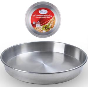 Alpine Cuisine Aluminum Oven Baking Tray 19-inch - Bakeware Pizza Cooking Pan for Oven - Durable Round Pizza Tray For Pie Cookie - Healthy & Heavy Duty, Rust Free & Dishwasher Safe (19" Round)