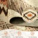 Area Rug 8x10 Rug Machine Washable Non-Slip Low Pile Print Pattern Western Rug for Living Room Bedroom Entryway Tribal Series -Cream/Camel
