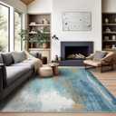 Ashler Abstract Rug, 4x6 Area Rugs, Modern Abstract Area Rug for Living Room, Bedroom, Kitchen Dining Room, Office, Blue Home Decor, Non-Slip & Machine Washable Rugs, Carpet Decoration (4' x 6' (Rectangular), Z-abstract Blue)
