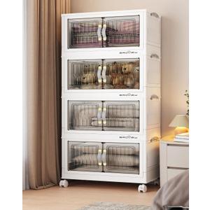 BROVIEW 360Qt Stackable Storage Bins with Lid for Home Dorm, 3Pack White