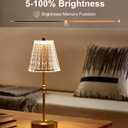 SAIWEYA Cordless Table Lamp, 5000mAh Rechargeable Battery Operated Portable Lamp, Dimmable+3 Colors LED Touch Control, Vintage Crystal Lamp for Bedroom, Kitchen, Bar, Office, 2 Pcs