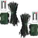 echosari 2 Pack Battery Operated Christmas Lights 16ft Green Wire 50 LED Fairy String Light with Remote, Timer, 8 Modes, Dimmable for Indoor Outdoor Xmas Tree Wedding Party Decor (Cool White)