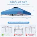 Benass Pop Up Canopy Replacement Top with Air Vent and 1" Reserved Velcro Strip (10x10, Light Blue)