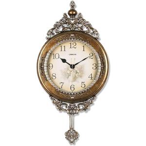 SHISEDECO Elegant, Traditional, Decorative, Hand Painted Modern Grandfather Wall Clock Fancy Ethnic Luxury Handmade Decoration, Swinging Pendulum for New Room or Office. Large. 29.5 Inch. (Copper)