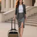 LOVEVOOK Rolling Laptop Bag Women, 17.3 Inch Laptop Briefcase with Wheels for Work Travel Business, Underseat Carry On Luggage Case,Khaki-Apricot
