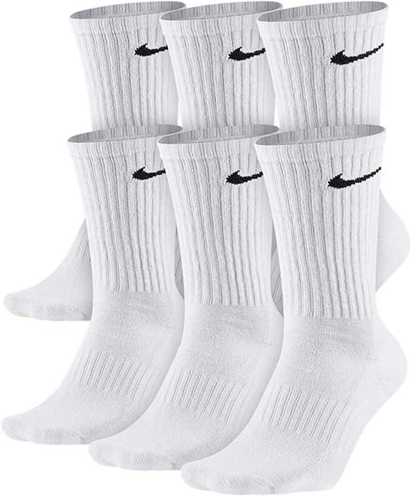 NIKE Performance Cushion Crew Socks with Bag (6 Pairs) (White, M)